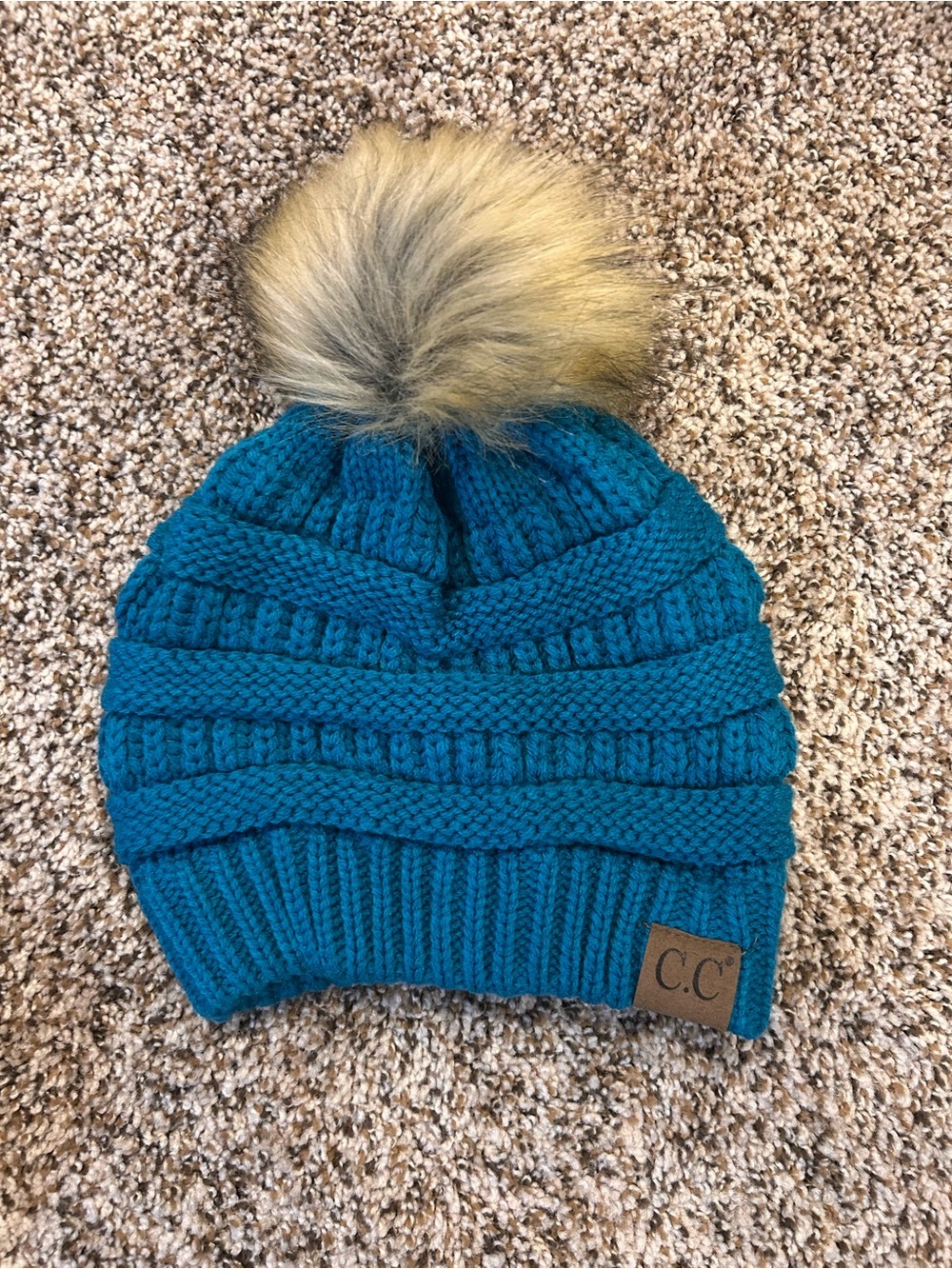 C.C Ki Teal Knit Pom Beanie - Teal
